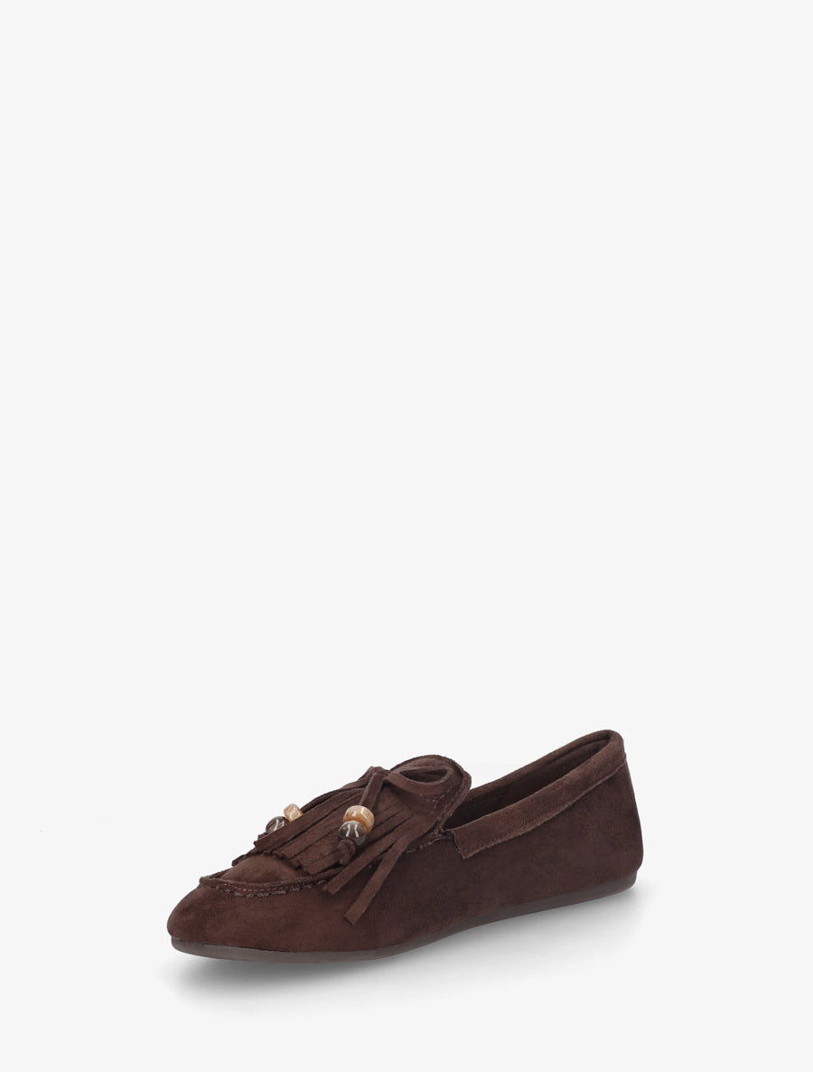 Mocassins frangés en suédine - Marron - 3