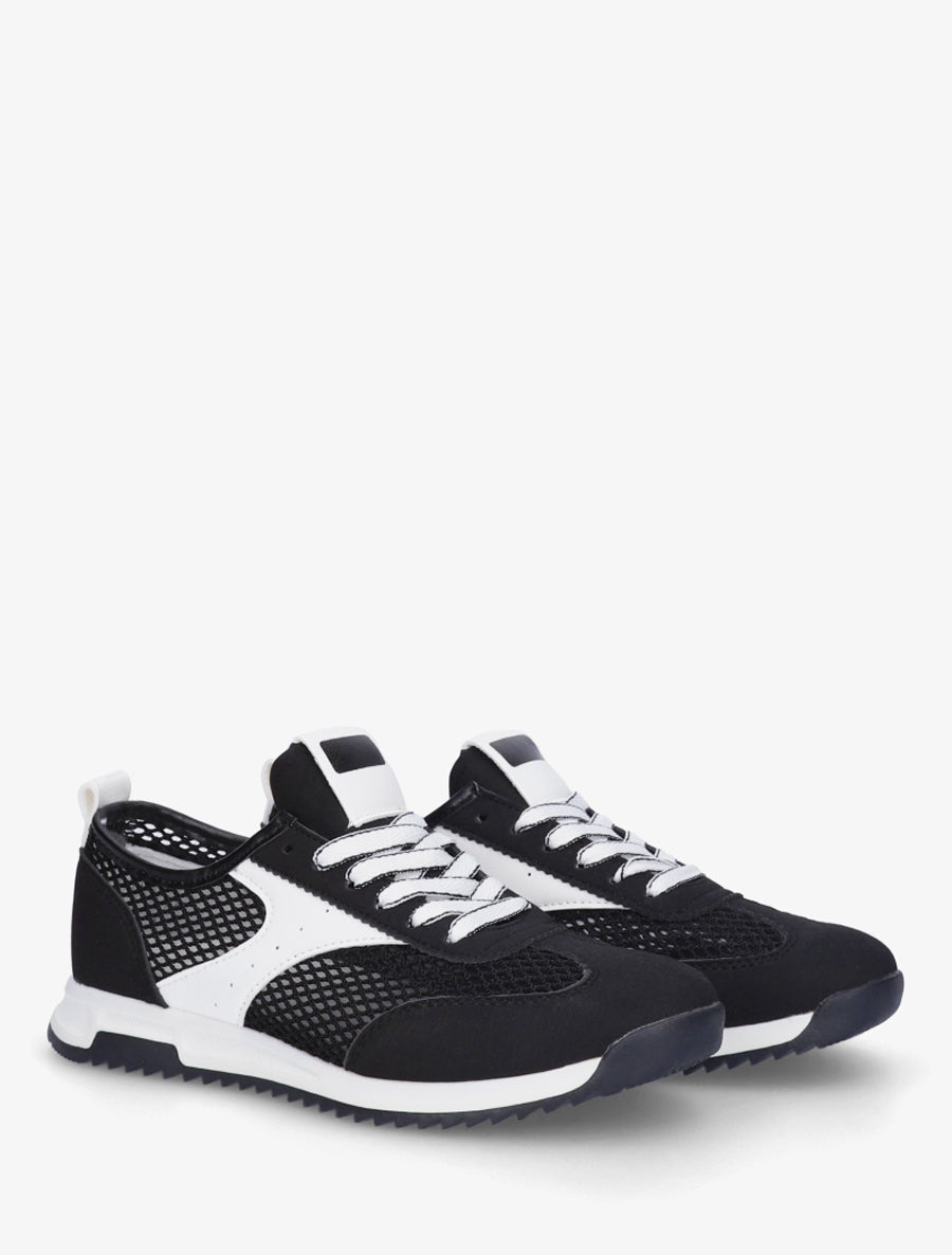 Baskets bi-matière ajourées - Noir - 4