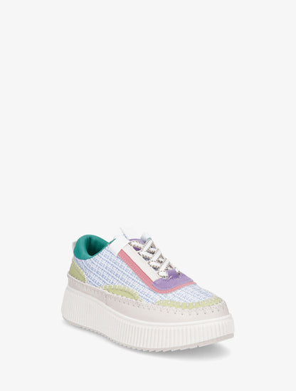Sneakers à tissu et plaforme strié - Bleu - 2