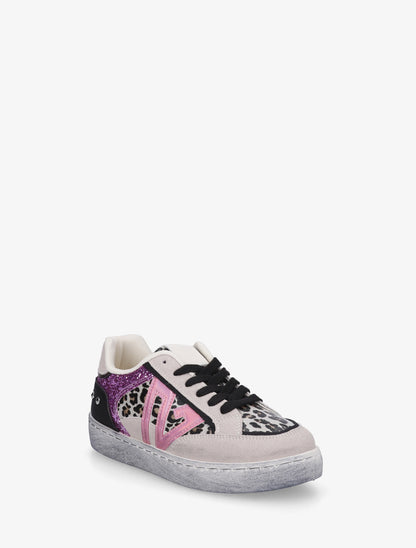Sneakers à bande pailletée et contrefort clouté - Violet - 2