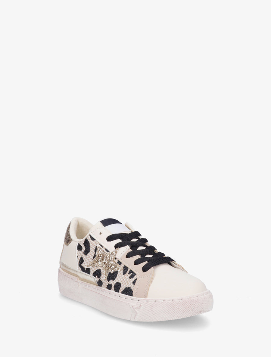 Baskets imprimé léopard à étoile pailletée - Noir - 2