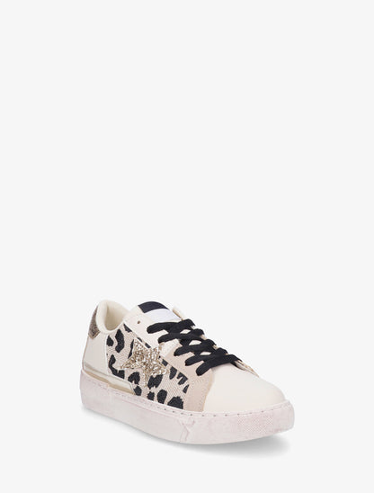 Baskets imprimé léopard à étoile pailletée - Noir - 2