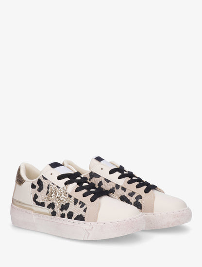 Baskets imprimé léopard à étoile pailletée - Noir - 4