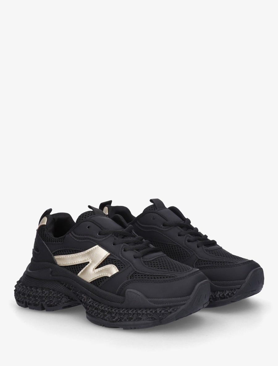 Baskets bi-matière à semelle texturée - Noir - 4