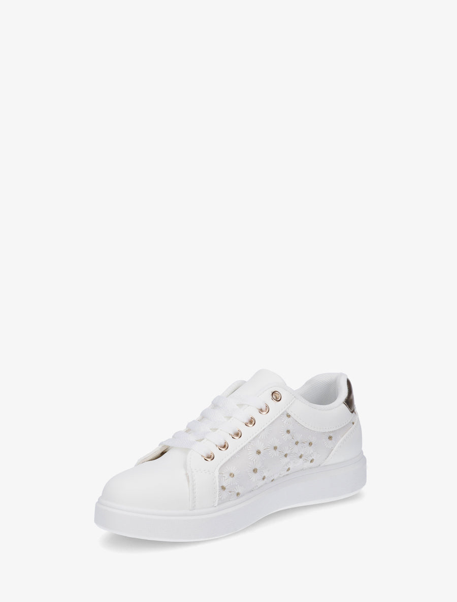 Baskets brodées à motif marguerite - Blanc - 3