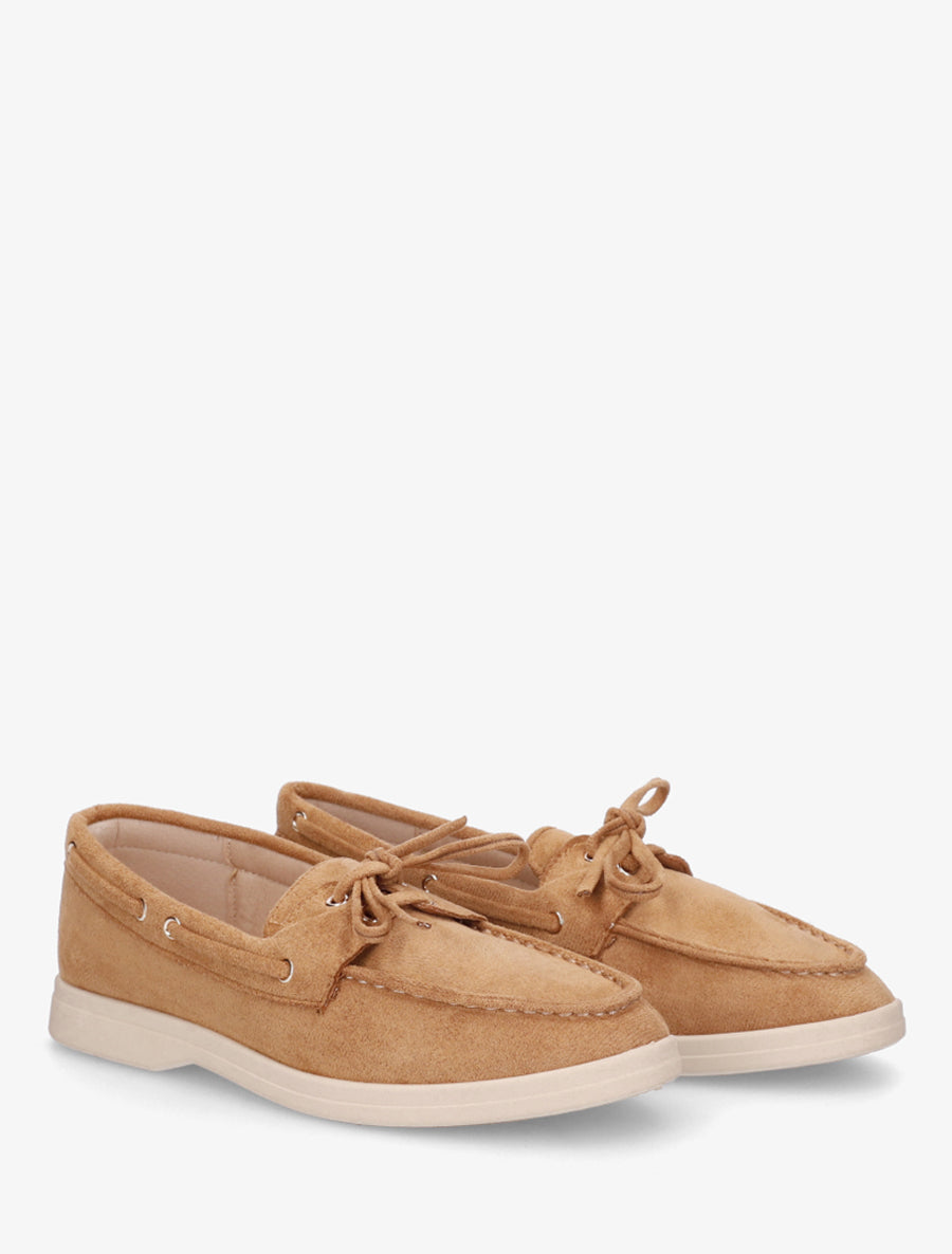 Mocassins en suédine à lacets - Camel - 4