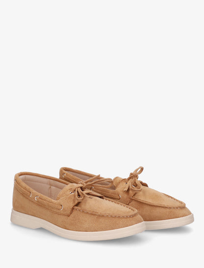 Mocassins en suédine à lacets - Camel - 4