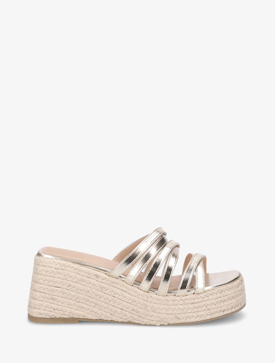 Mules compensées multibrides en simili - Or - 1