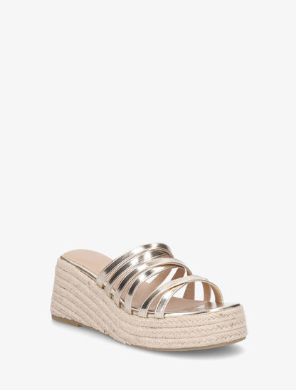Mules compensées multibrides en simili - Or - 2