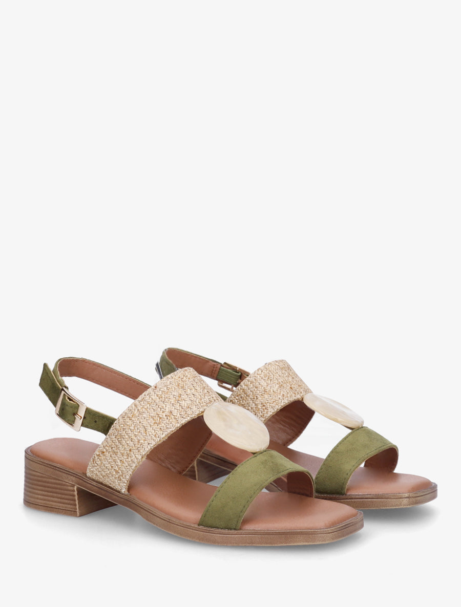 Sandales à empiècement bijou style pierre - Kaki - 4