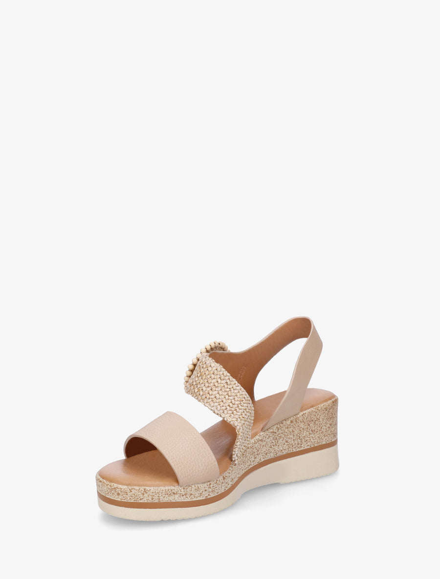 Sandales compensées à boucles stylisée - Taupe - 3