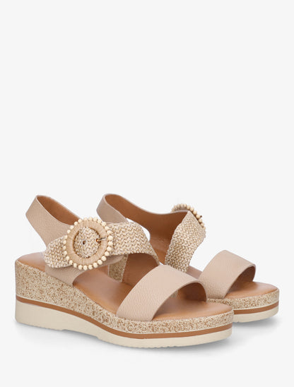 Sandales compensées à boucles stylisée - Taupe - 4