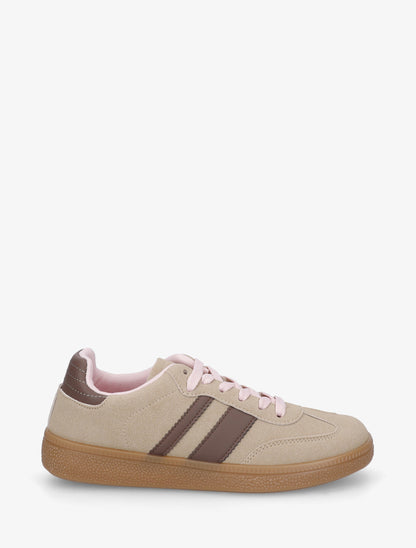 Sneakers à bandes contrastantes - Taupe - 1