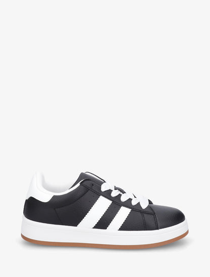 Sneakers plates à bandes contrastantes - Noir - 1