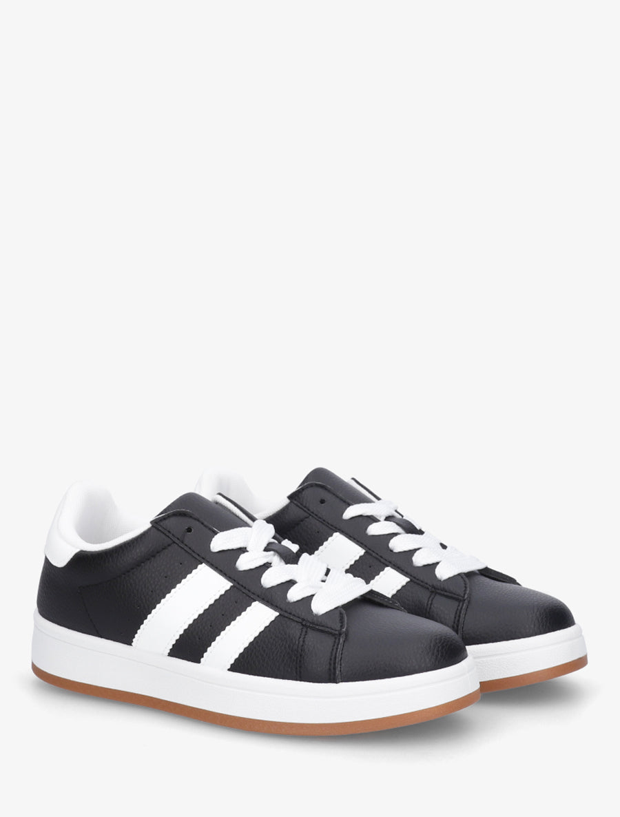 Sneakers plates à bandes contrastantes - Noir - 4