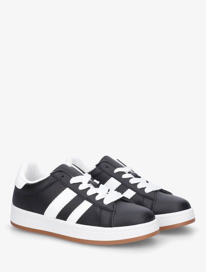 Sneakers plates à bandes contrastantes - Noir - 4