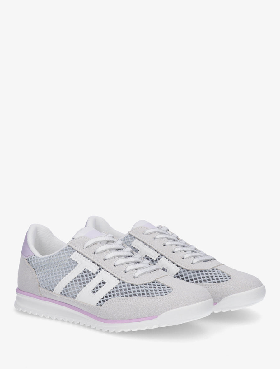 Sneakers bimatière floquées - Gris - 4