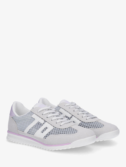 Sneakers bimatière floquées - Gris - 4