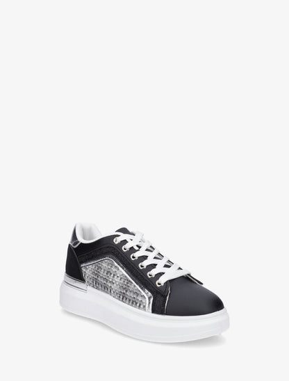 Baskets bi-matière à liseré pailleté - Noir - 2