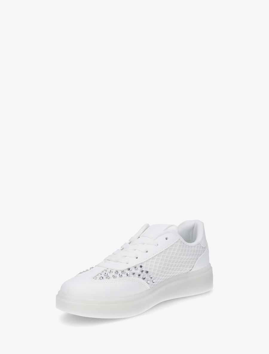 Sneakers strassées à semelle caoutchouc - Blanc - 3