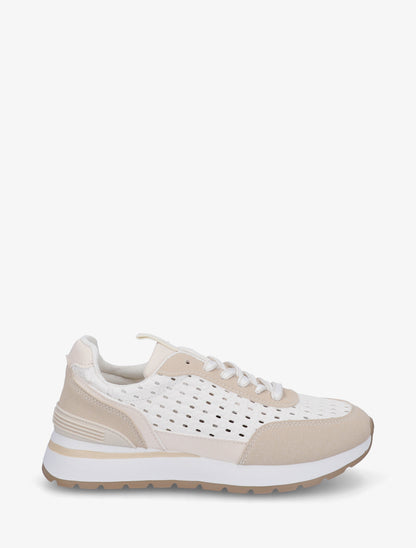 Sneakers à empiècement effet macramé - Beige - 1