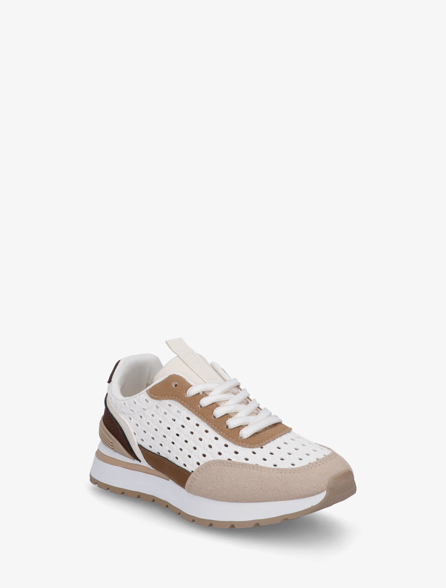 Sneakers à empiècement effet macramé - Marron - 2