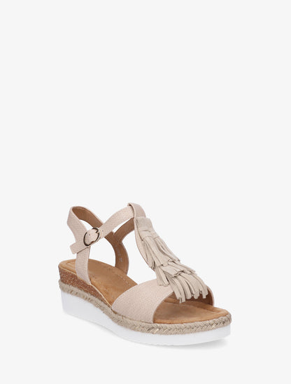 Sandales pailletées à franges en suédine - Beige - 2