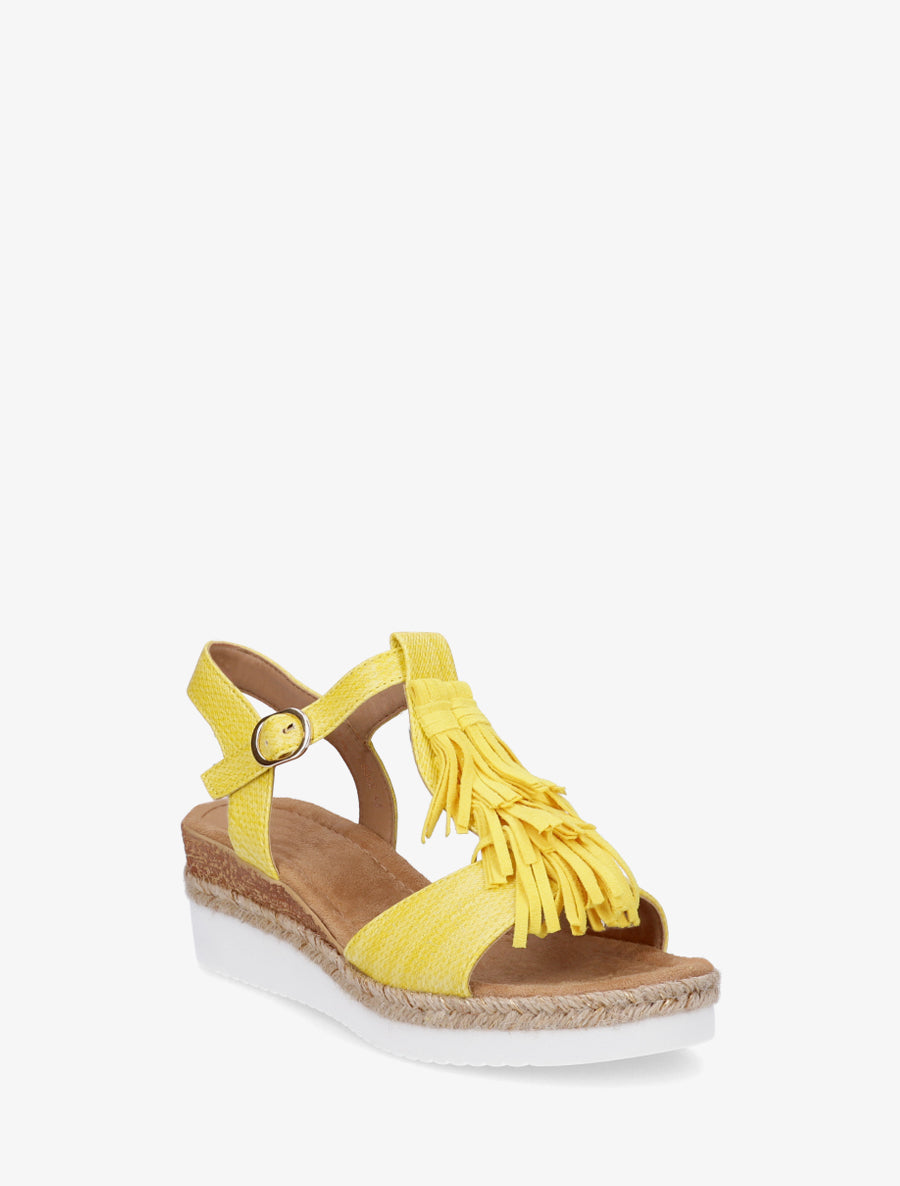 Sandales pailletées à franges en suédine - Jaune - 2