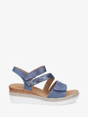 Sandales compensées à scratch - Bleu - 1