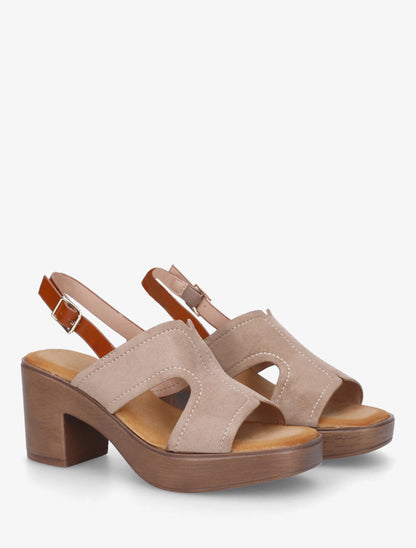 Sandales à talon à bride ajourée - Taupe - 4