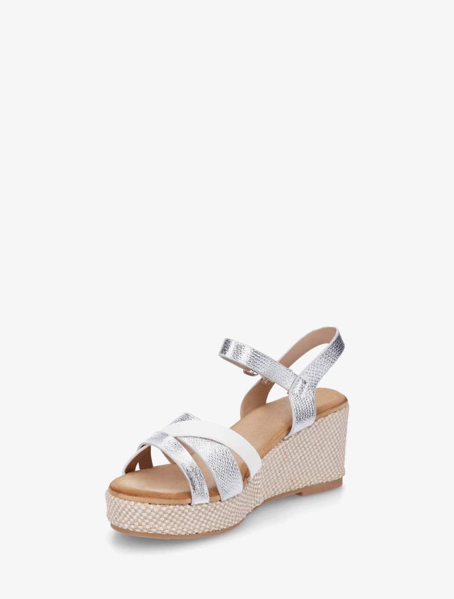 Sandales compensées effet python irisé - Argent - 3