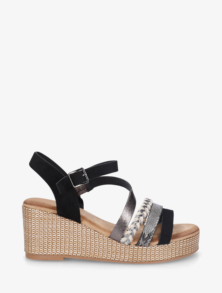 Sandales multibride fantaisie - Noir - 1