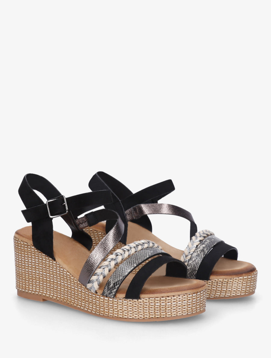 Sandales multibride fantaisie - Noir - 4