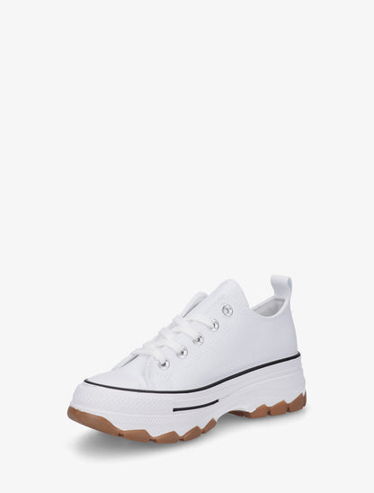 Baskets en tissu à semelle crantée - Blanc - 3