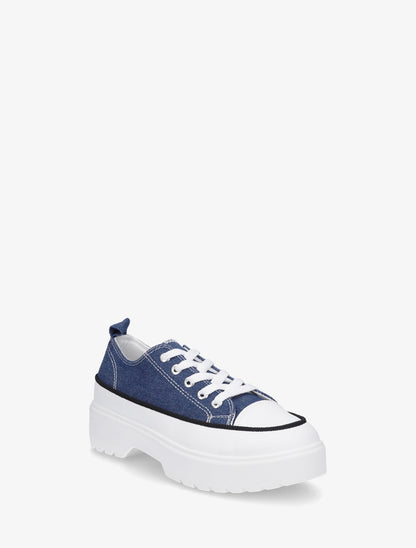 Baskets en toile à semelle plateforme - Bleu - 2