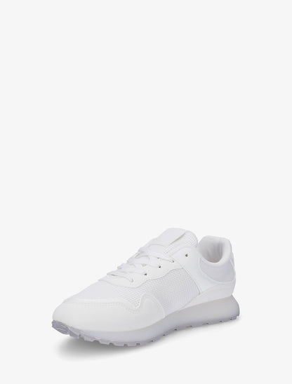 Sneakers bi-matière à semelle épaisse - Blanc - 3