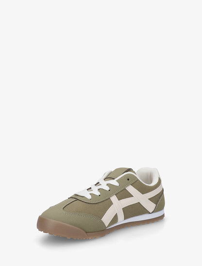 Baskets en tissu à empiècements simili - Kaki - 3