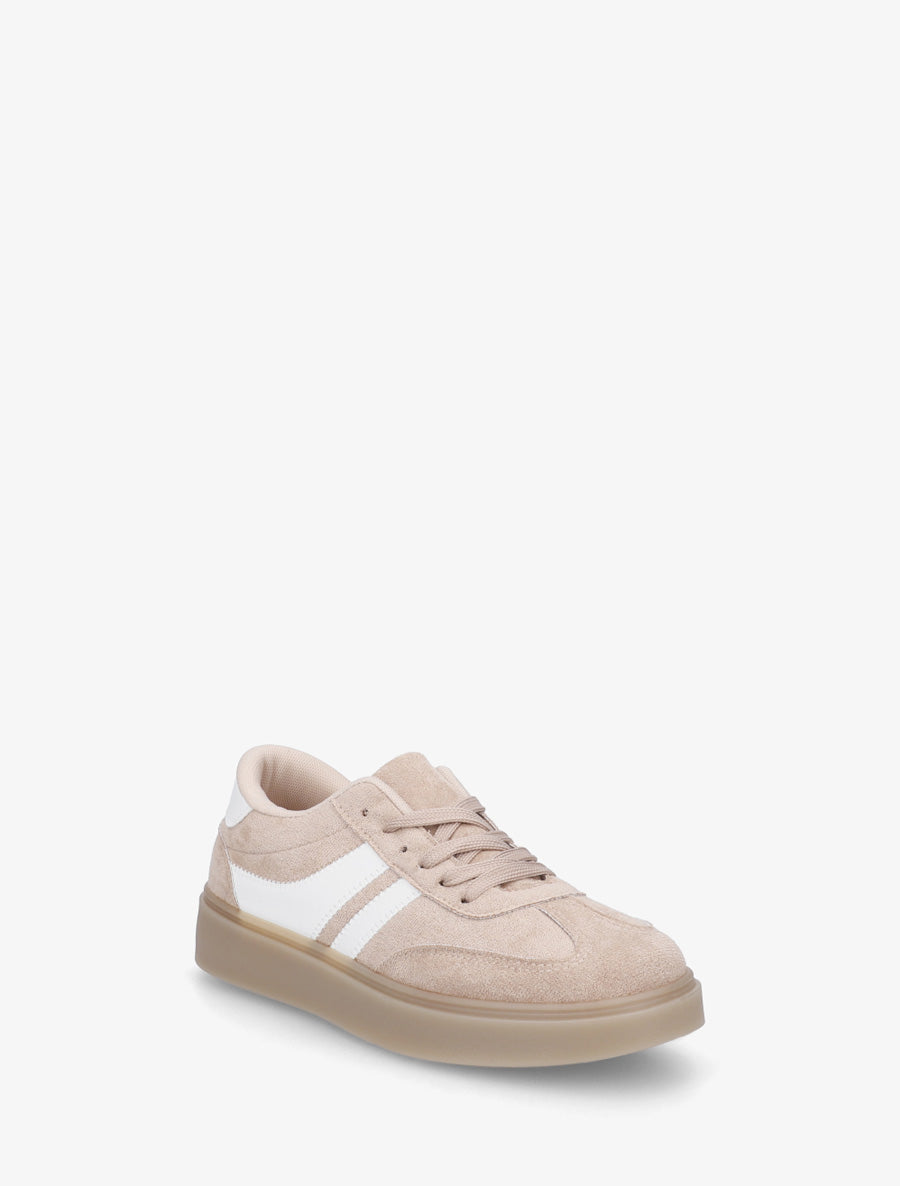 Sneakers en suédine à bandes contrastantes - Taupe - 2