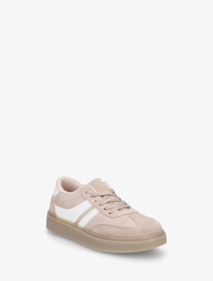 Sneakers en suédine à bandes contrastantes - Taupe - 2