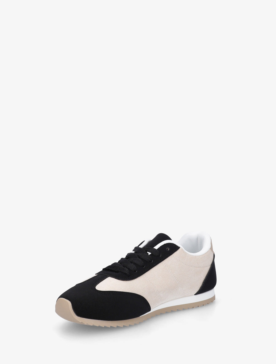 Sneakers en suédine à empiècement effet nubuck - Noir - 3