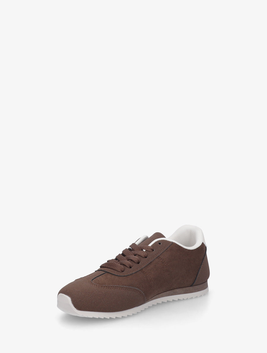 Sneakers en suédine à empiècement effet nubuck - Marron - 3