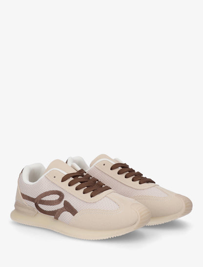 Baskets bimatière à broderie fantaisie - Marron - 4