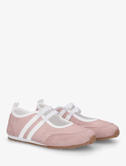 Ballerines en suédine à bandes - Rose - 4