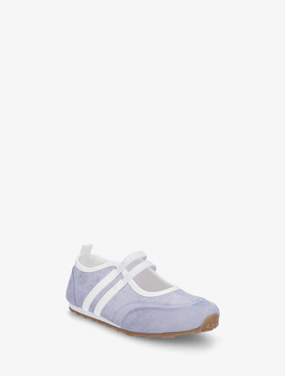 Ballerines en suédine à bandes - Bleu ciel - 2