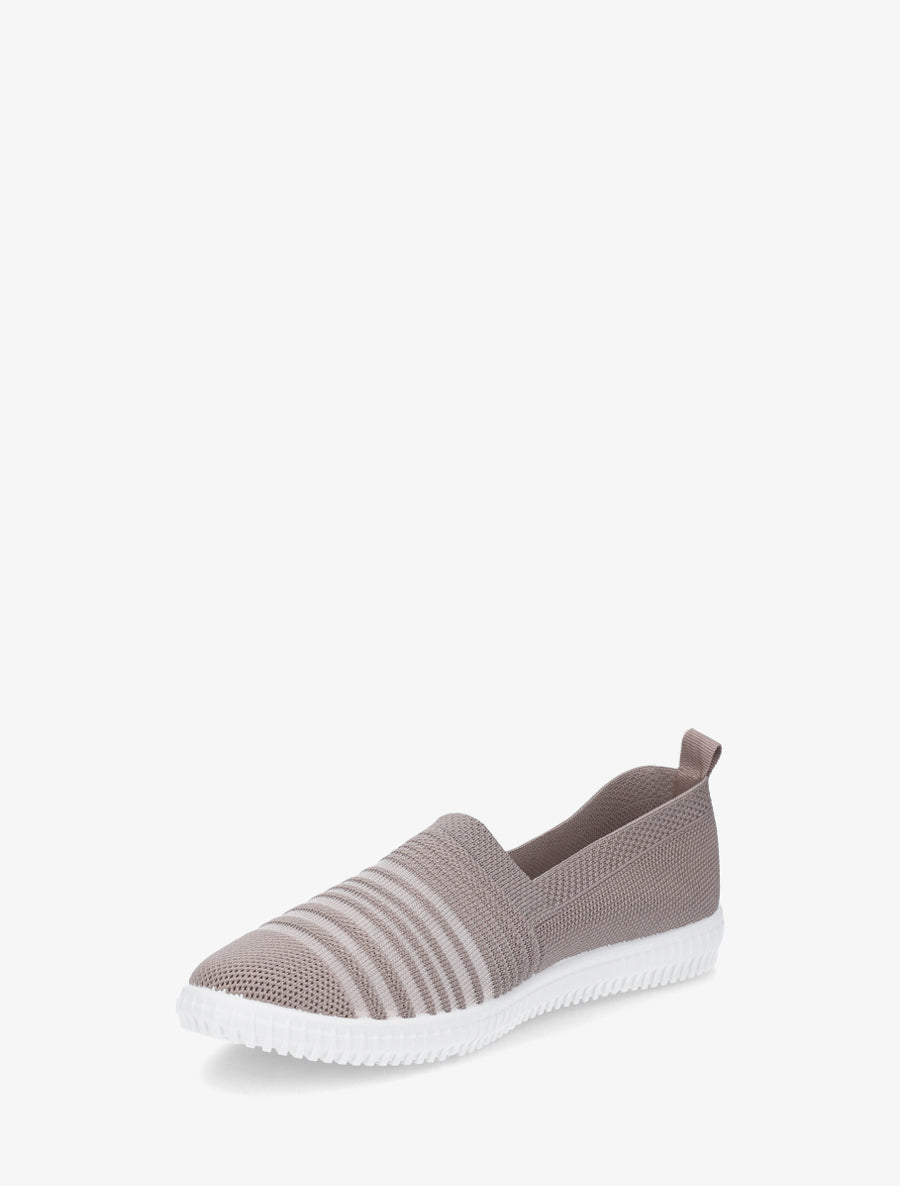 Slip-on en maille ajourée rayée - Taupe - 3