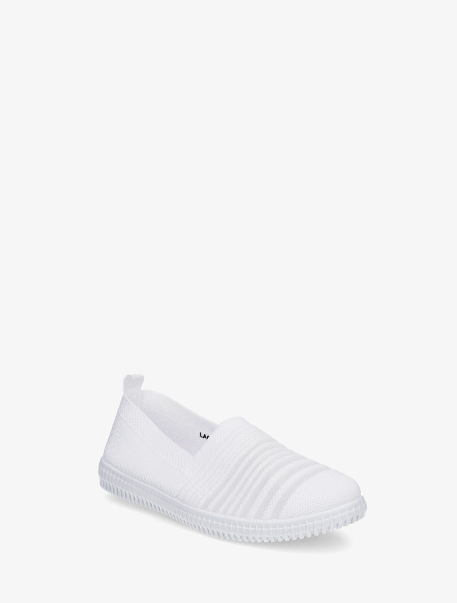Slip-on en maille ajourée rayée - Blanc - 2