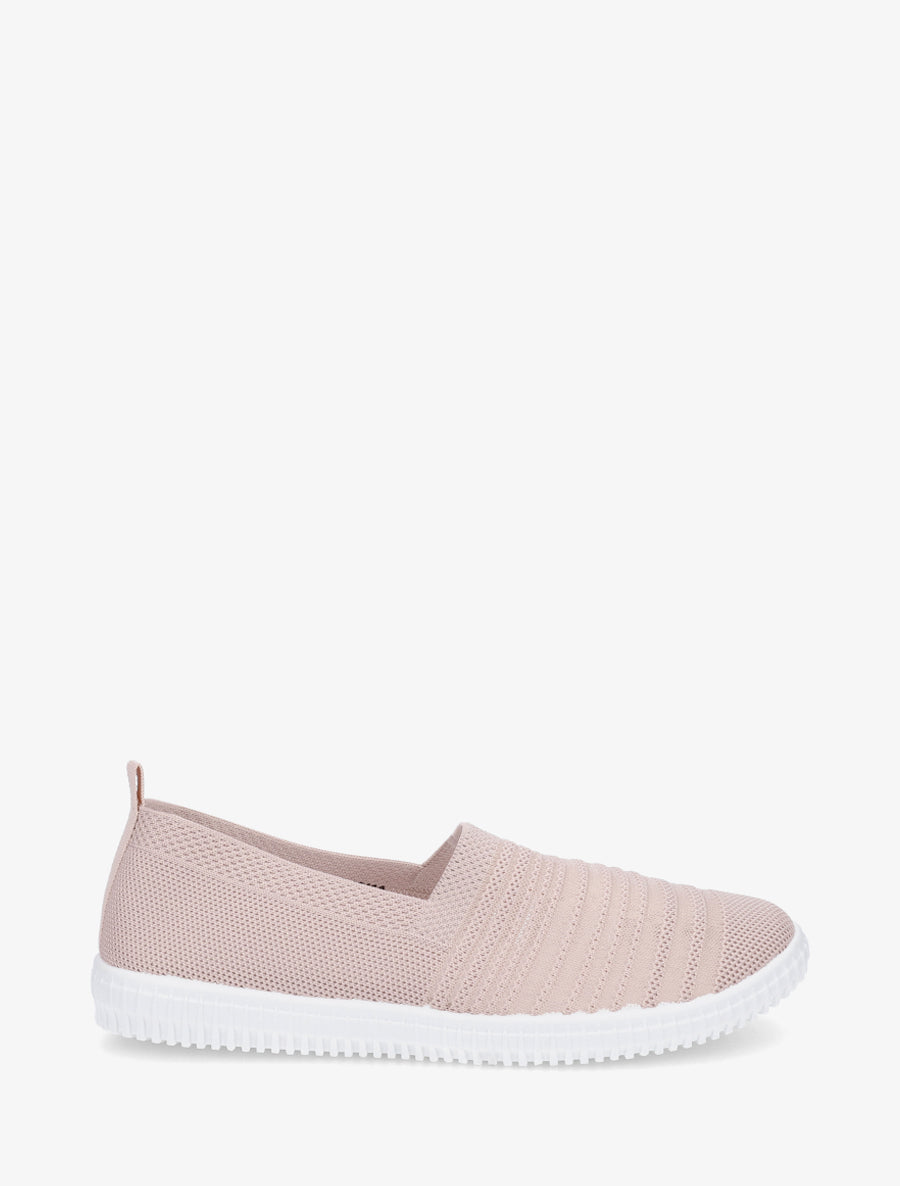 Slip-on en maille ajourée rayée - Rose - 1