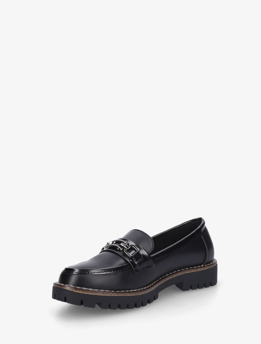 Mocassins en simili à boucle métallique - Noir - 3