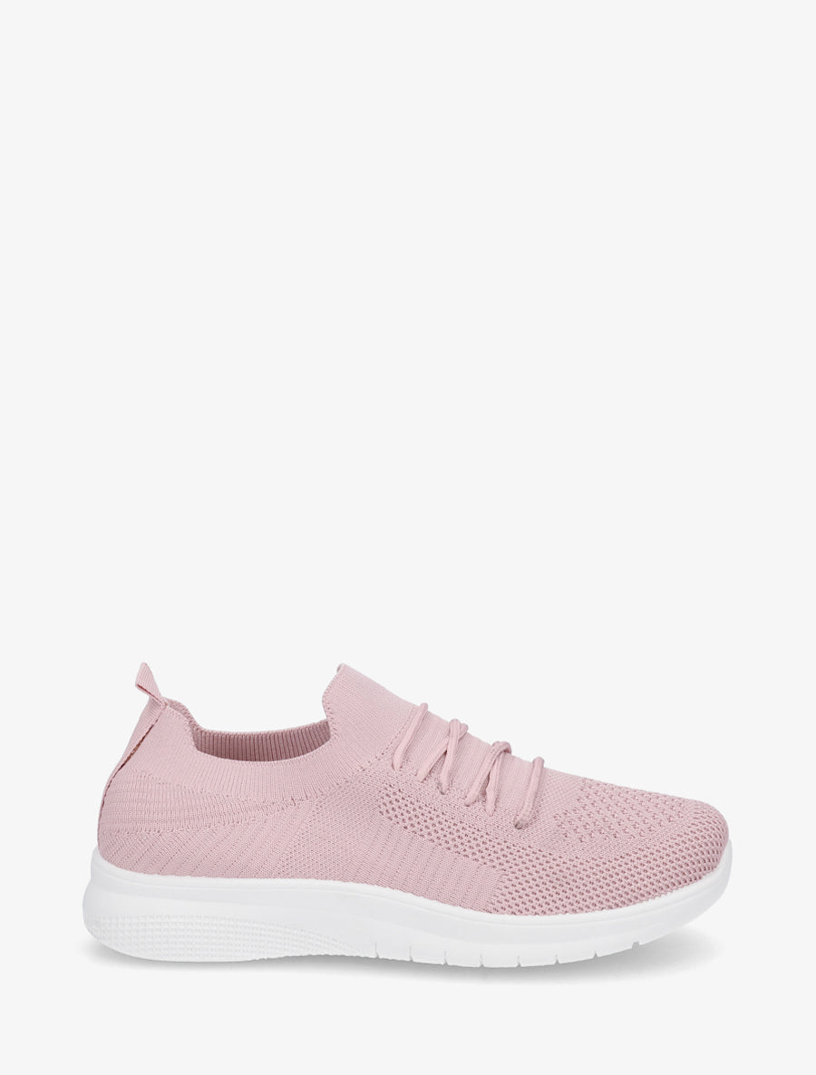 Baskets unies en maille - Rose - 1