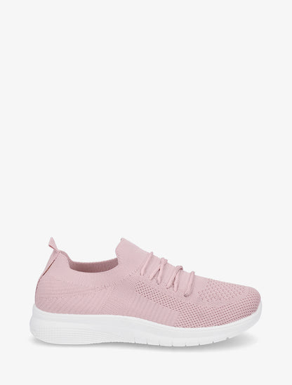 Baskets unies en maille - Rose - 1